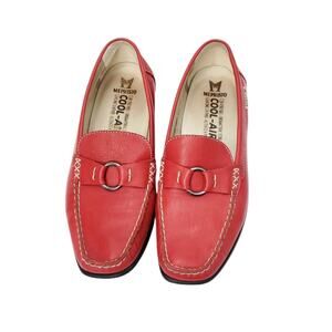 MEPHISTO Leather Idellia Red Comfort Mocassin Loafers Square Toe Shoes